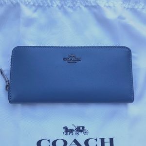 Coach Slim Accordion Zip Wallet Blue-Grey